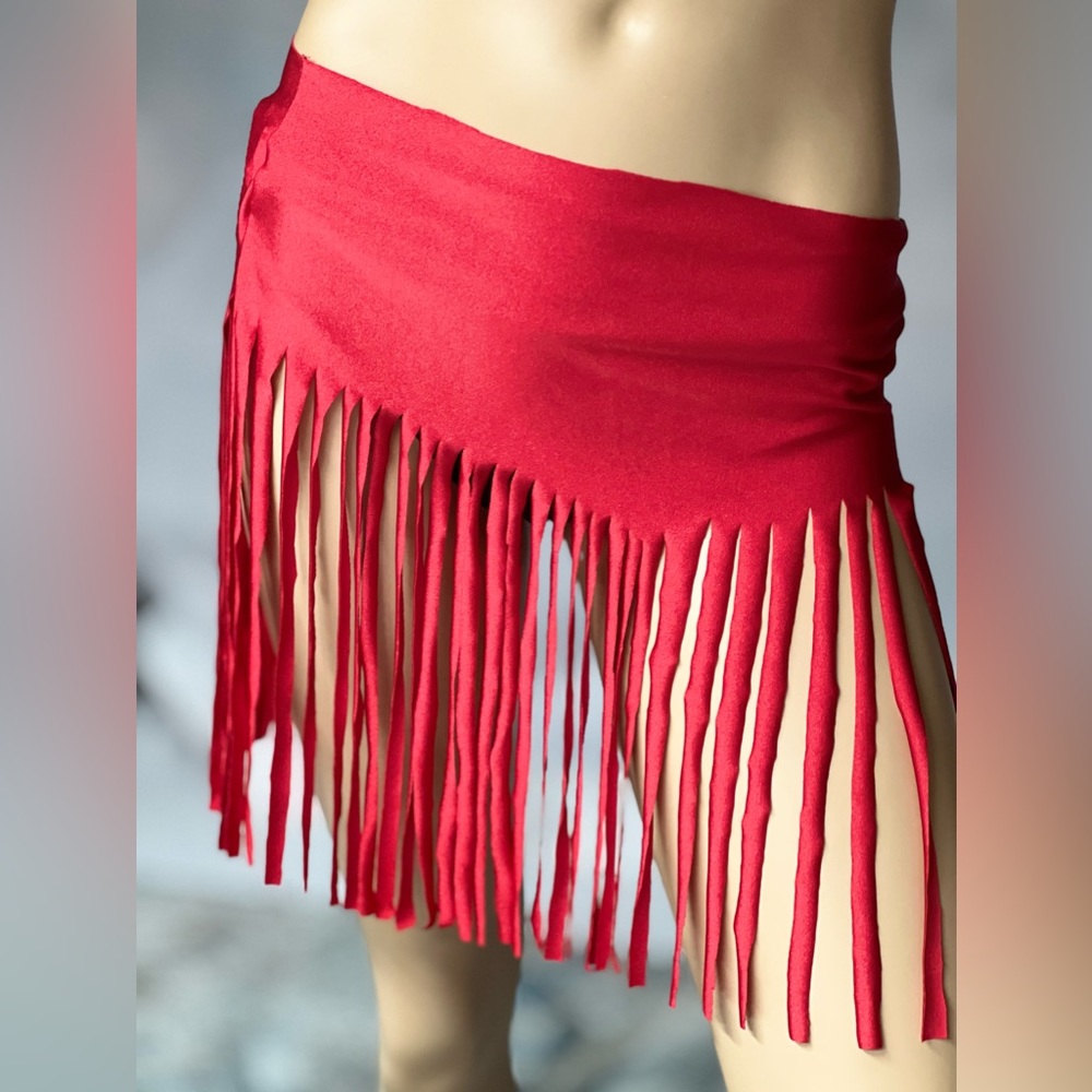 Beach skirt with fringe bottom